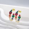 Heart Shape Rainbow Cubic Zirconia Drop Earrings