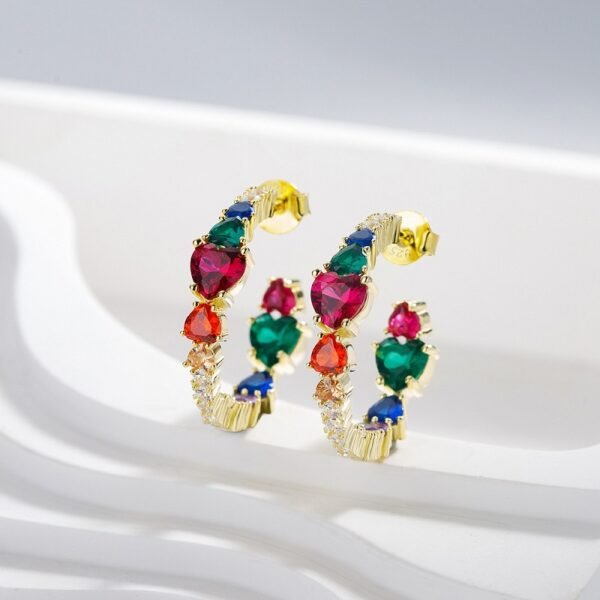 Heart Shape Rainbow Cubic Zirconia Drop Earrings