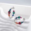 Heart Shape Rainbow Cubic Zirconia Drop Earrings