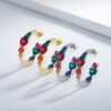Heart Shape Rainbow Cubic Zirconia Drop Earrings
