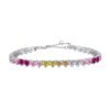 Heart Shaped Rainbow Cubic Zirconia Tennis Bracelet