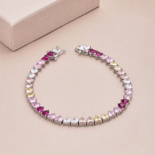 Heart-Shaped-Rainbow-Cubic-Zirconia-Tennis-Bracelet