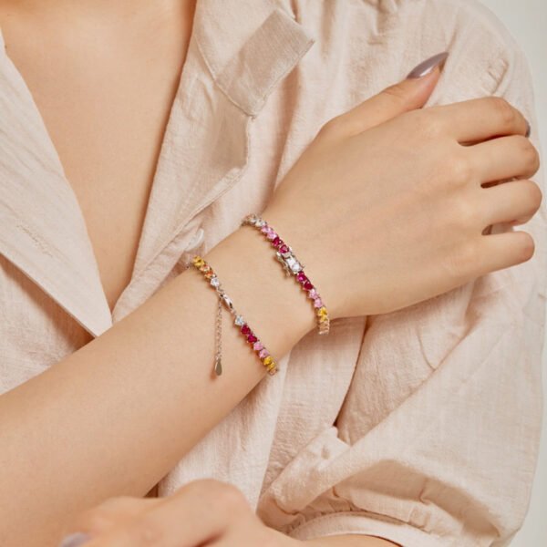 Heart-Shaped-Rainbow-Cubic-Zirconia-Tennis-Bracelet
