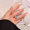 Hexagon Hola Emerald Cut Blue Zirconia S925 Necklace