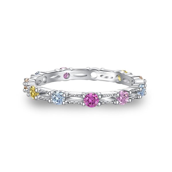 Hollow Out Round Rainbow Cubic Zirconia Ring
