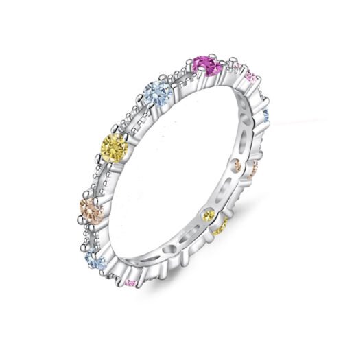 Hollow Out Round Rainbow Cubic Zirconia Ring