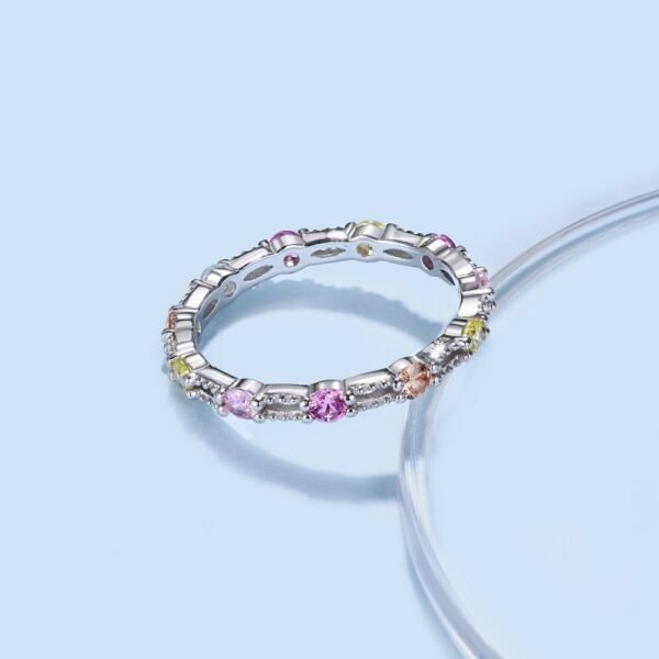 Hollow Out Round Rainbow Cubic Zirconia Ring