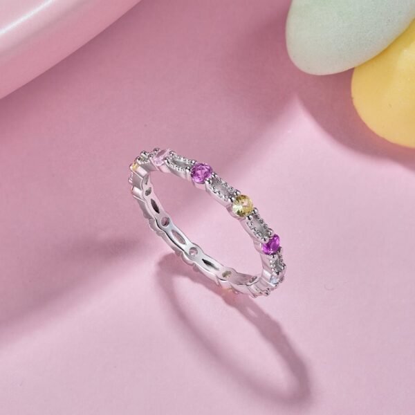 Hollow Out Round Rainbow Cubic Zirconia Ring