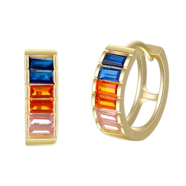 Hollow Rainbow Cubic Zirconia Hoop Earrings
