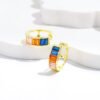 Hollow Rainbow Cubic Zirconia Hoop Earrings