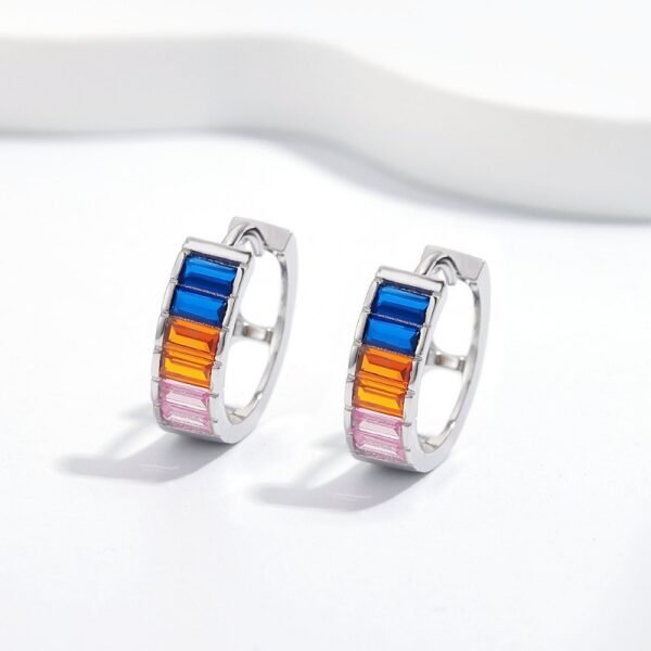 Hollow Rainbow Cubic Zirconia Hoop Earrings
