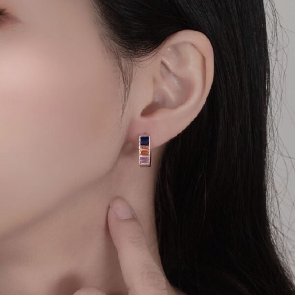 Hollow Rainbow Cubic Zirconia Hoop Earrings