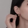 Hollow Rainbow Cubic Zirconia Hoop Earrings