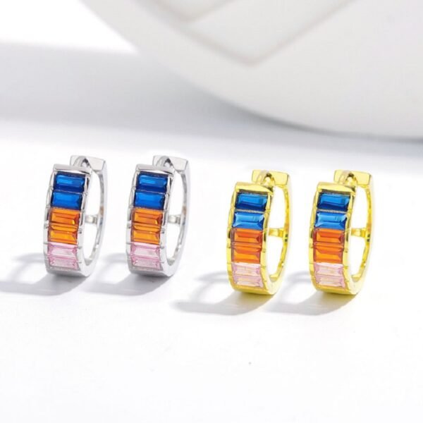 Hollow Rainbow Cubic Zirconia Hoop Earrings