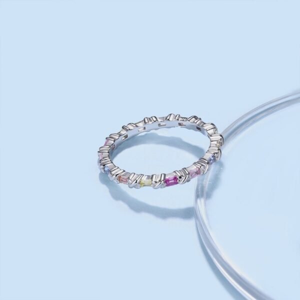 Light luxury Emerald Cut Rainbow Cubic Zirconia Ring