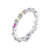 Light luxury Emerald Cut Rainbow Cubic Zirconia Ring