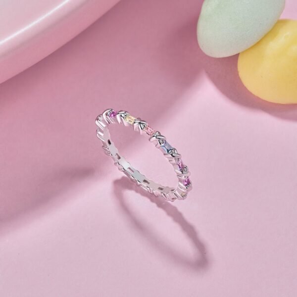 Light luxury Emerald Cut Rainbow Cubic Zirconia Ring