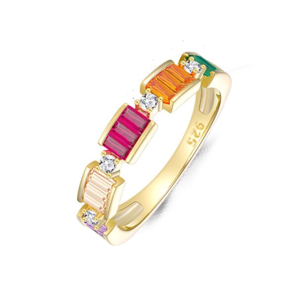 Luster Emerald Cut Rainbow Cubic Zirconia Ring