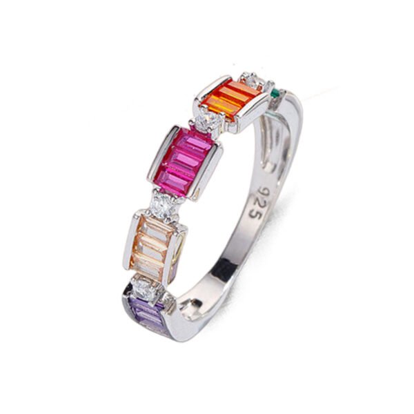 Luster Emerald Cut Rainbow Cubic Zirconia Ring