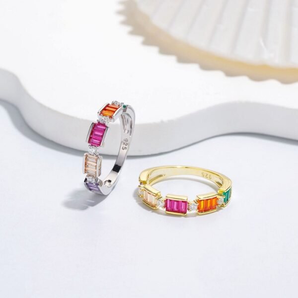 Luster Emerald Cut Rainbow Cubic Zirconia Ring