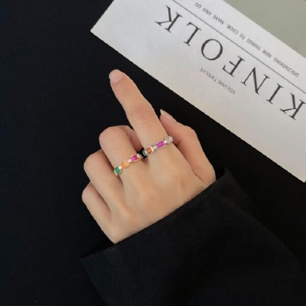 Luster Emerald Cut Rainbow Cubic Zirconia Ring