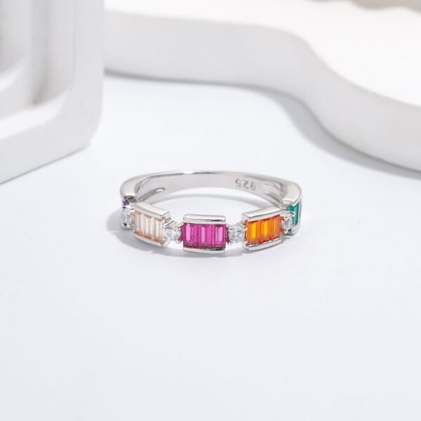 Luster Emerald Cut Rainbow Cubic Zirconia Ring