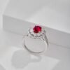 Luxury Double Halo Oval Red CZ S925 Pave Ring