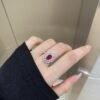 Luxury Double Halo Oval Red CZ S925 Pave Ring