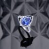 Luxury Halo Pear Shape Blue CZ Pave Ring