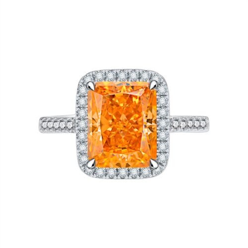 Luxury Halo Radiant Cut Cubic Zirconia S925 Pave Ring