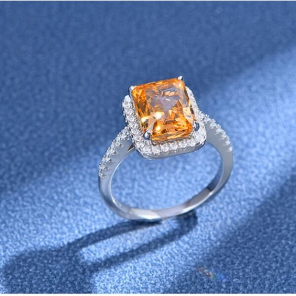 Luxury Halo Radiant Cut Cubic Zirconia S925 Pave Ring