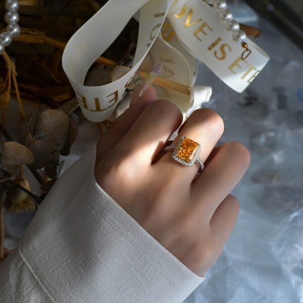 Luxury Halo Radiant Cut Cubic Zirconia S925 Pave Ring