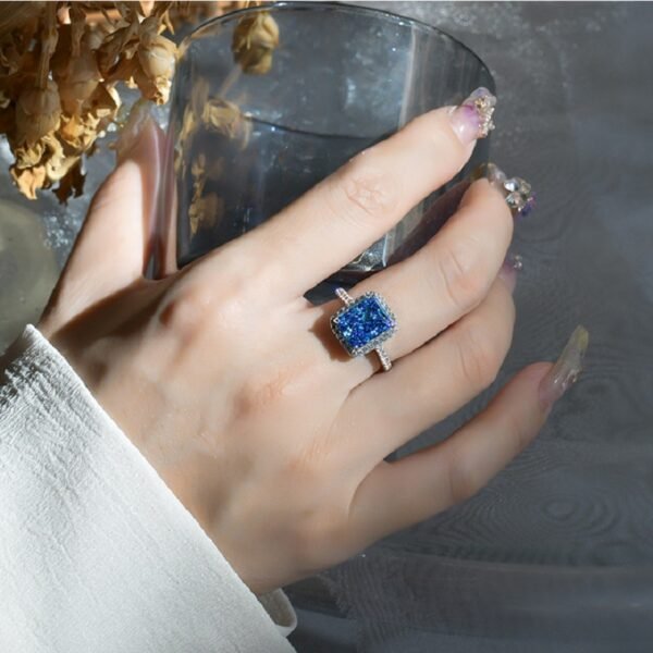 Luxury Halo Radiant Cut Cubic Zirconia S925 Pave Ring