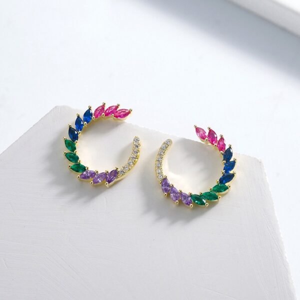 Marquise Cut Rainbow Cubic Zirconia Drop Earrings