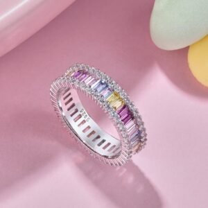 Mirage Emerald Cut Rainbow Cubic Zirconia Ring