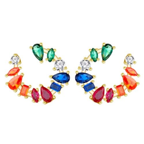 Mix Shape Rainbow Cubic Zirconia Drop Earrings