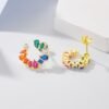 Mix Shape Rainbow Cubic Zirconia Drop Earrings