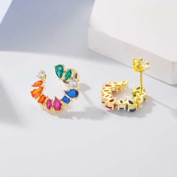 Mix Shape Rainbow Cubic Zirconia Drop Earrings