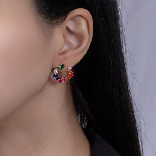 Mix Shape Rainbow Cubic Zirconia Drop Earrings