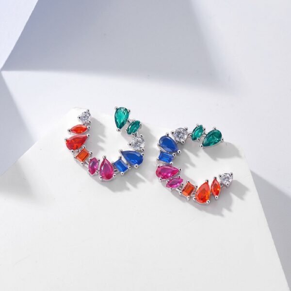 Mix Shape Rainbow Cubic Zirconia Drop Earrings