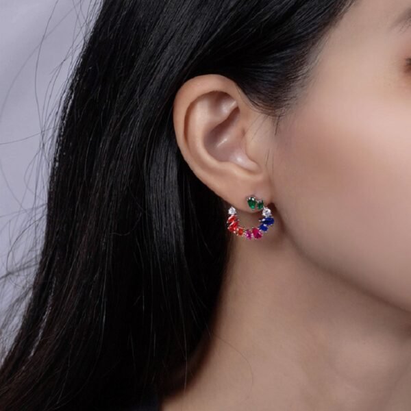 Mix Shape Rainbow Cubic Zirconia Drop Earrings