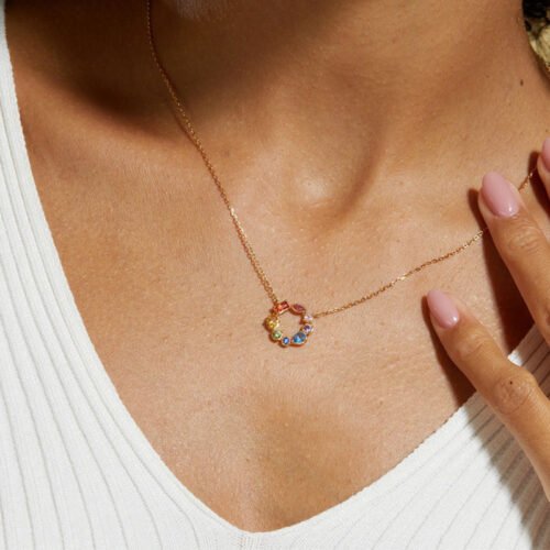 Mix Shape Rainbow Cz fashion Necklace