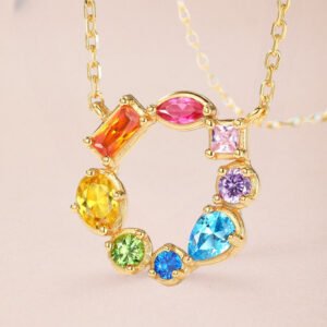 Mix Shape Rainbow Cz fashion Necklace