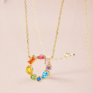 Mix Shape Rainbow Cz fashion Necklace