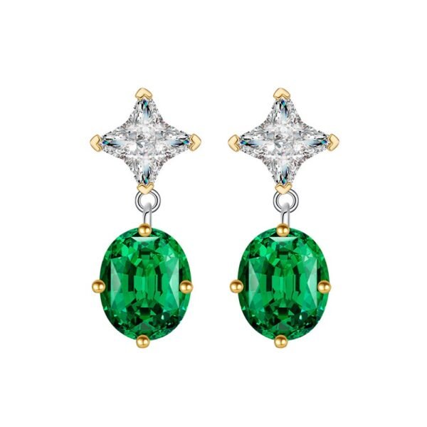 Oval 5A Green Zirconia Female Luxurious S925 Drop Earrings