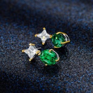 Oval 5A Green Zirconia Female Luxurious S925 Drop Earrings