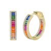 Pave Channel Rainbow Cubic Zirconia Hoop Earrings