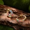 Pave Channel Rainbow Cubic Zirconia Hoop Earrings