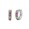 Pave Emerald Cut Rainbow Cubic Zirconia Drop Earrings