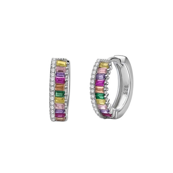 Pave Emerald Cut Rainbow Cubic Zirconia Drop Earrings